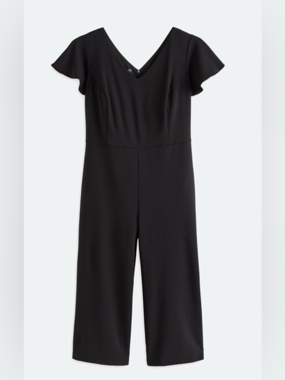 Women's Black V-Neck Flutter Sleeve Jumpsuit